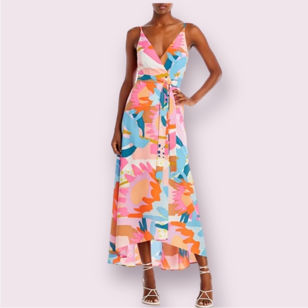 Anthropologie Hutch Leah Wrap Maxi Dress Abstract Floral Size M